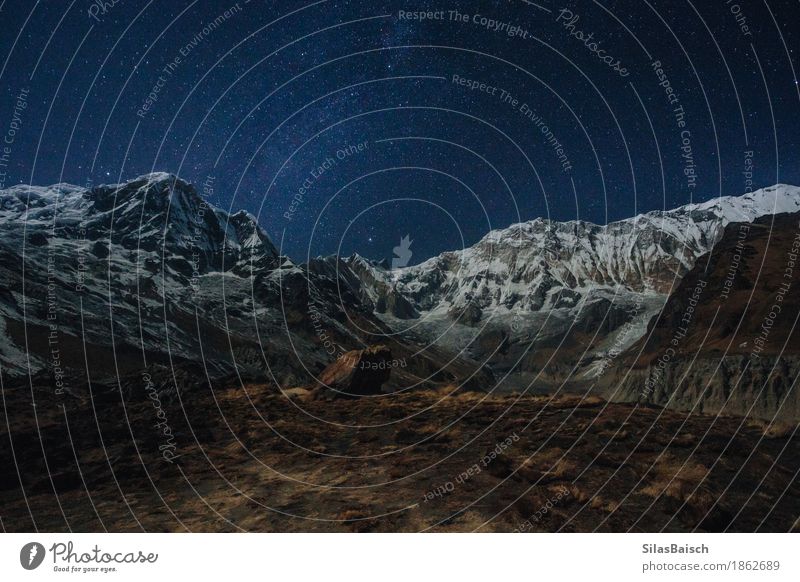 Der Himalaya in der Nacht Ferien & Urlaub & Reisen Abenteuer Ferne Expedition Berge u. Gebirge wandern Natur Landschaft Erde Wolkenloser Himmel Nachthimmel