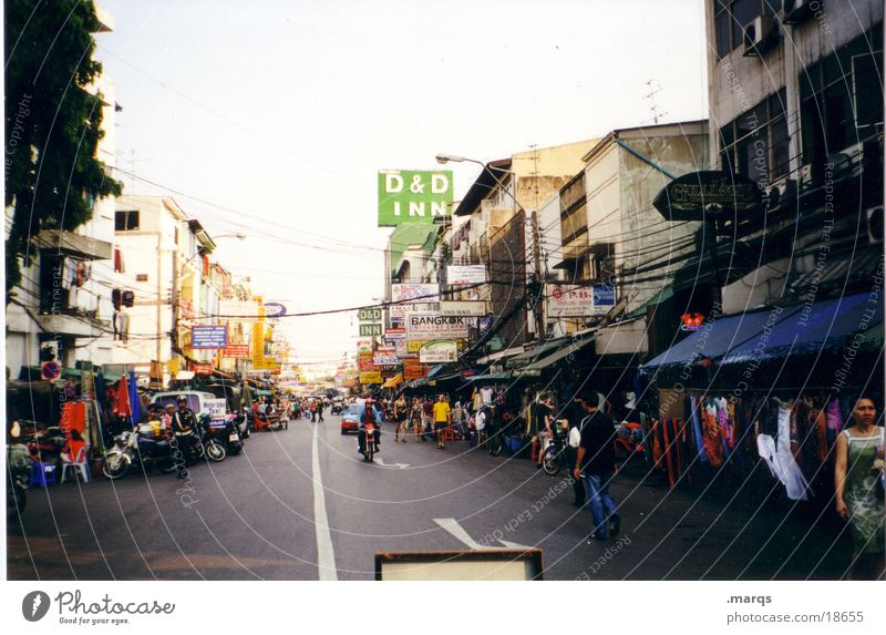 Kao San Road Bangkok Thailand Schilder & Markierungen Haus Fußgängerzone Tourist mehrfarbig Kleid Asien Ferien & Urlaub & Reisen Erfolg Mensch Werbung Niveau