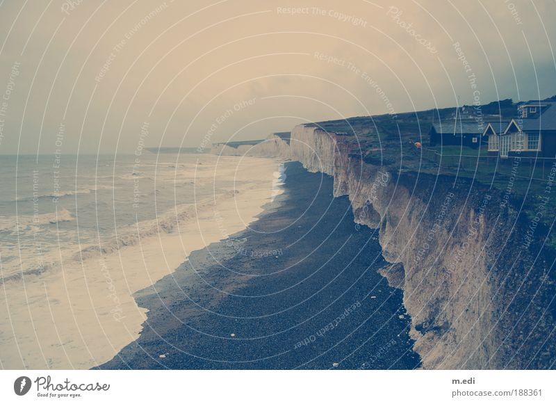 Kreideküste Umwelt Natur Landschaft Erde Sand Wasser Himmel Wolken Horizont Herbst Wind Sturm Felsen Wellen Küste Seeufer Strand Bucht Nordsee Insel England