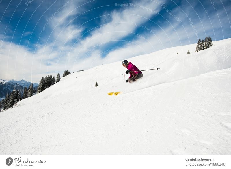 Winterspaß Freizeit & Hobby Skifahren Ferien & Urlaub & Reisen Tourismus Schnee Winterurlaub Berge u. Gebirge Sport Fitness Sport-Training Mensch feminin 1