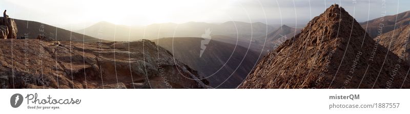 Bergpanorama I Kunst Kunstwerk ästhetisch Panorama (Bildformat) Berge u. Gebirge Fuerteventura hoch Gipfel Ferne Meditation Insel Natur Sonnenuntergang wandern