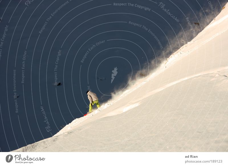 swoosch..... Stil Freude Sport Wintersport Snowboard Skipiste Mensch Natur Landschaft Schönes Wetter Eis Frost Schnee Alpen Berge u. Gebirge Linie fahren