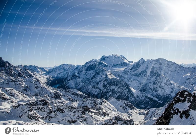 Bergwelt IV. Umwelt Natur Landschaft Himmel nur Himmel Wolkenloser Himmel Sonne Sonnenlicht Frühling Herbst Winter Schönes Wetter Eis Frost Schnee Schneefall