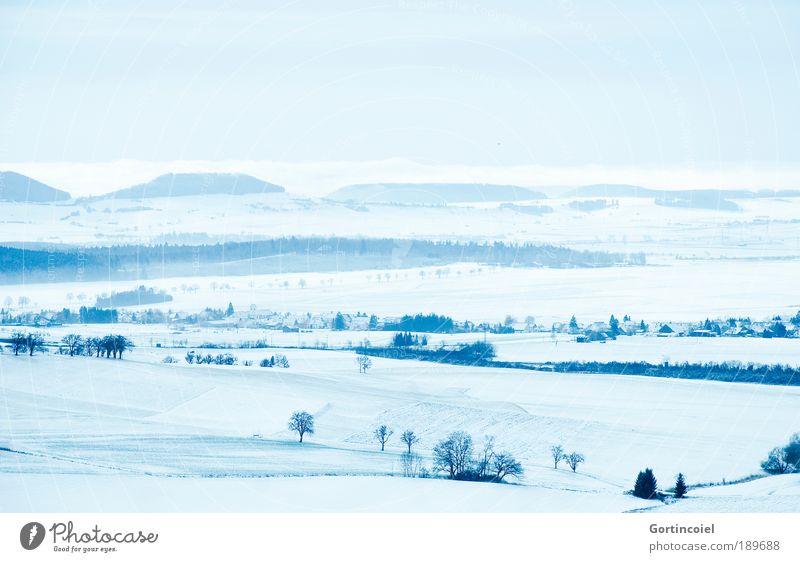 Kalte Aussicht Winterurlaub Landschaft Himmel Wolkenloser Himmel Horizont Nebel Eis Frost Schnee Baum Feld Hügel Berge u. Gebirge Gipfel Schwarzwald Deutschland