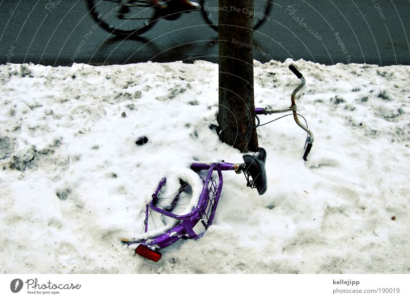prähistorisch Lifestyle Freizeit & Hobby Fahrrad Umwelt Winter Klima schlechtes Wetter Eis Frost Schnee Verkehr Verkehrsmittel Verkehrswege Personenverkehr