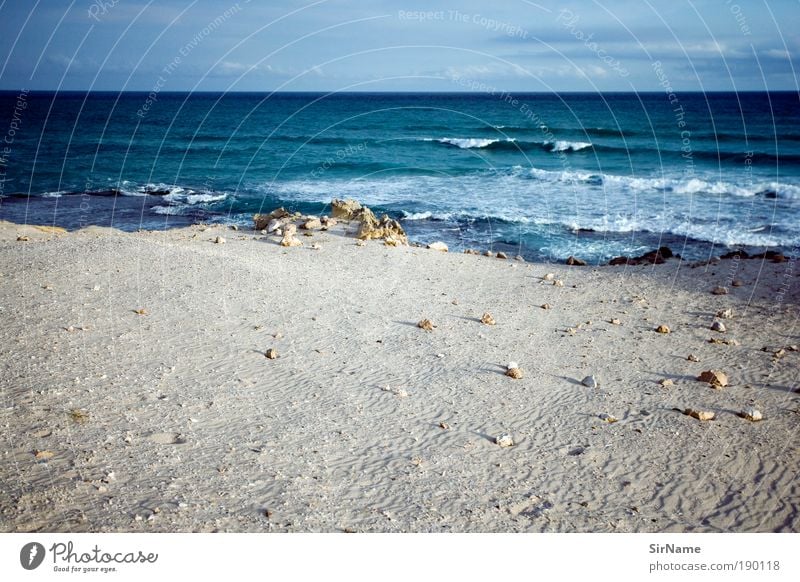 117 [weit] Ferien & Urlaub & Reisen Strand Meer Wellen Natur Landschaft Horizont Sommer Küste Menschenleer Sand Wasser blau weiß Reinheit träumen Sehnsucht