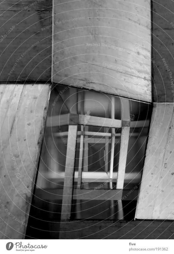 zum 3. stock Haus Bauwerk Gebäude Architektur Mauer Wand Treppe eckig kalt modern oben Beton Betonwand Schwarzweißfoto Innenaufnahme Muster Strukturen & Formen