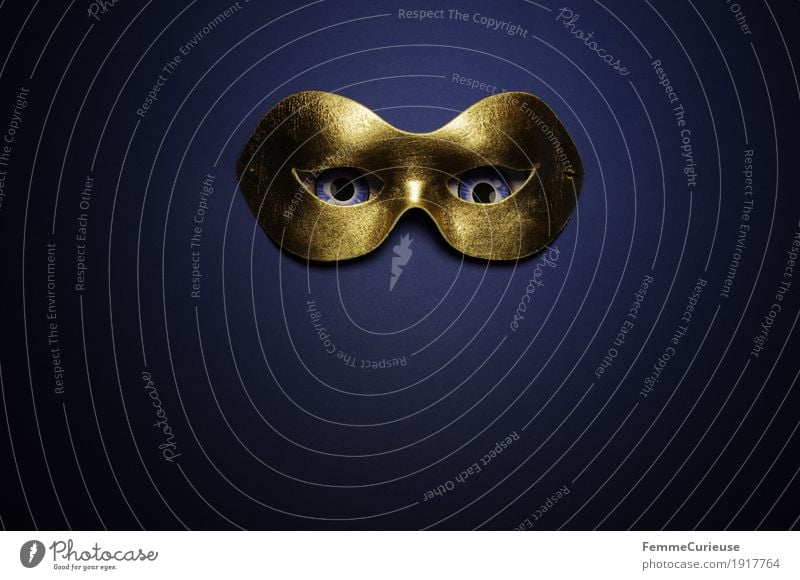 Im Visier (10) Auge Angst Maske Maskenball Karneval verstecken verdeckt anonym verkleiden gold blau Blick beobachten Phantom dunkel erleuchten gruselig