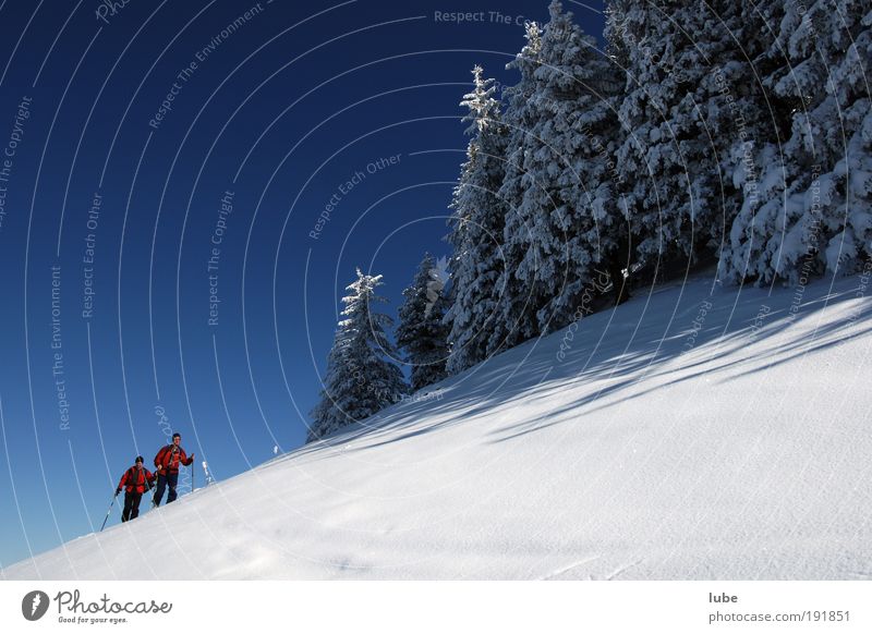 Zwei Männer im Schnee ruhig Ferien & Urlaub & Reisen Tourismus Ferne Winter Winterurlaub Berge u. Gebirge wandern Sport Fitness Sport-Training Wintersport