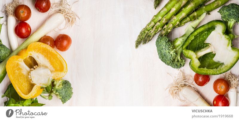 Verschiedenes Gemüse für leckeres Kochen mit Spargel Lebensmittel Salat Salatbeilage Kräuter & Gewürze Ernährung Bioprodukte Vegetarische Ernährung Diät Stil