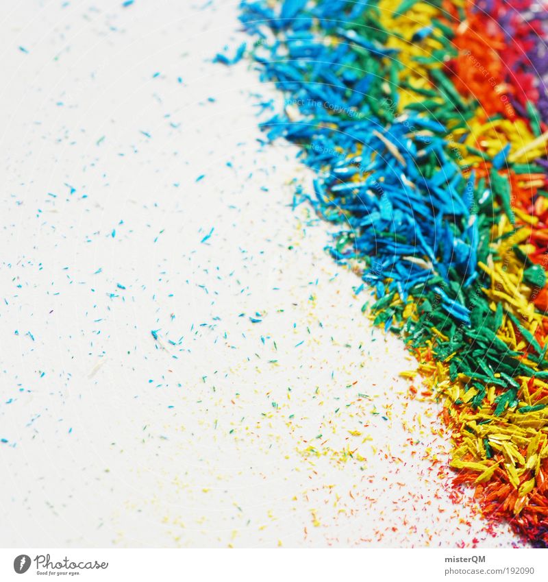 Let's colour the World. Kunst ästhetisch Schreibstift Spitze Farbstoff mehrfarbig regenbogenfarben Regenbogen Kreativität Idee gelb rot blau viele Partikel