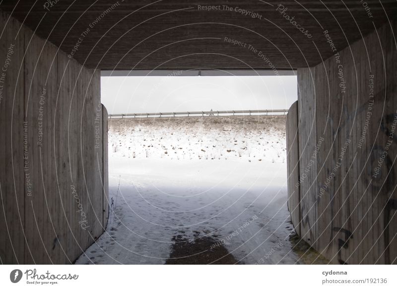 Autobahn Umwelt Natur Landschaft Winter Eis Frost Schnee Verkehr Straßenverkehr Autofahren Wege & Pfade Tunnel Bewegung Einsamkeit Fortschritt geheimnisvoll