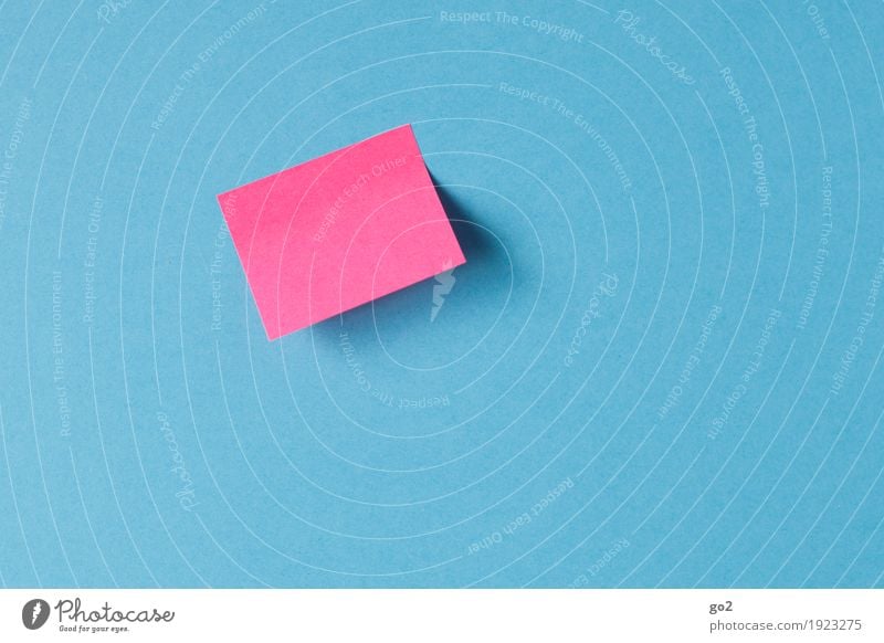 Notiz Bildung Schule Studium Arbeitsplatz Büro Medienbranche Sitzung sprechen Zettel Papier einfach blau rosa Kommunizieren Information blanko leer