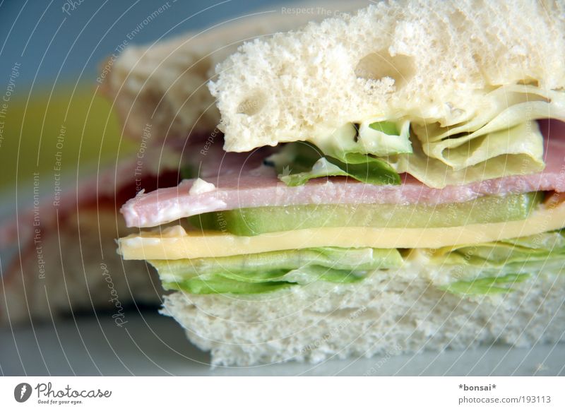 sandwich Lebensmittel Wurstwaren Käse Gemüse Salat Salatbeilage Brot genießen einfach frisch lecker Geschwindigkeit mehrfarbig Vorfreude zurückhalten