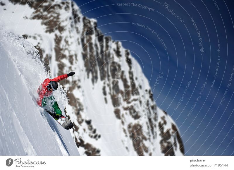 POWDER TO THE PEOPLE! Lifestyle Freizeit & Hobby Wintersport Snowboard Natur Schönes Wetter Schnee Alpen Berge u. Gebirge Sport Aggression ästhetisch