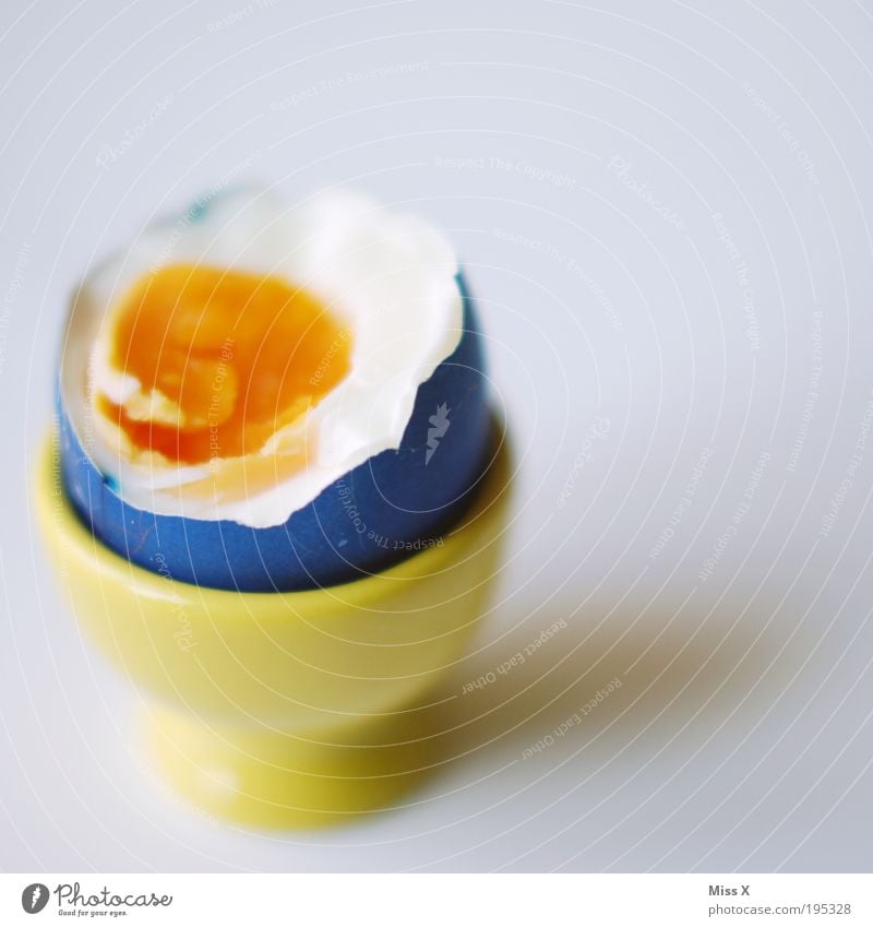 Frühstücksein Lebensmittel Ernährung Büffet Brunch Bioprodukte Becher kaputt lecker Ei Eierbecher Osterei färben Farbe Farbenspiel mehrfarbig Eigelb Protein