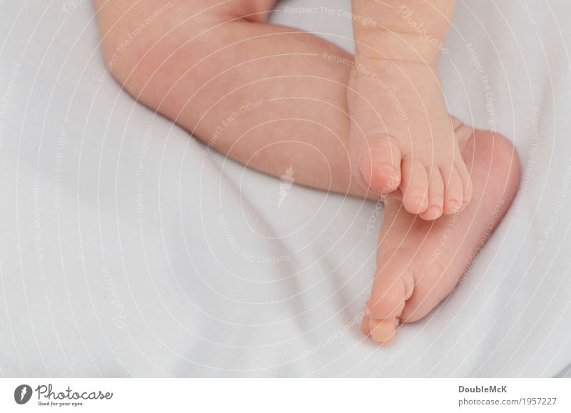 Babyfüße aufeinander gestellt Mensch Haut Beine Fuß 1 0-12 Monate liegen klein nackt Wärme rosa weiß Freude Zufriedenheit Gefühle Kindheit Lebensfreude Liebe