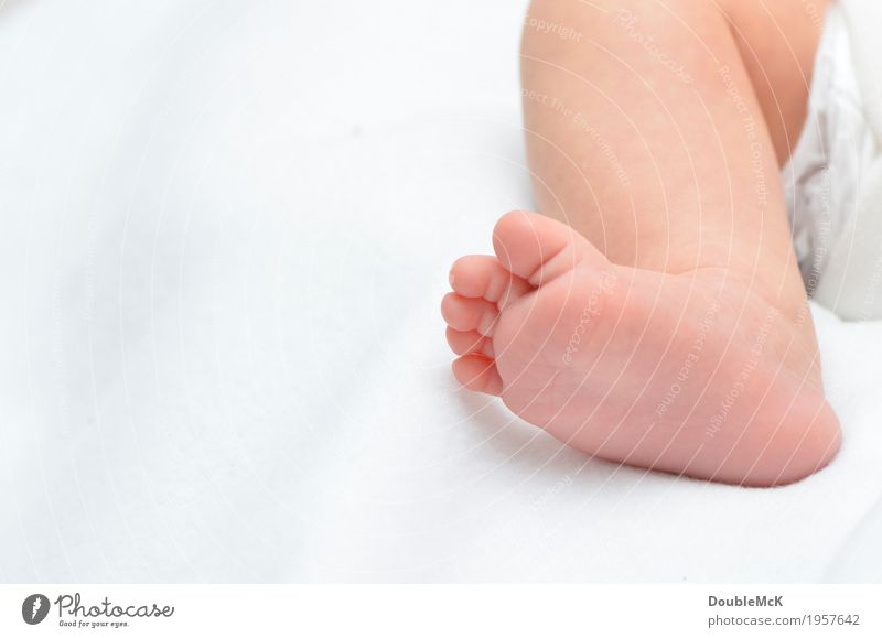 Babyfuß Mensch Haut Beine Fuß Zehen 1 0-12 Monate liegen klein nackt niedlich Wärme rosa weiß Freude Zufriedenheit Geborgenheit Gefühle Kindheit Lebensfreude