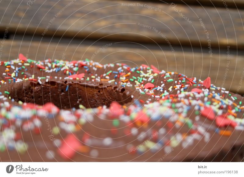 Schoko, Holz und Zucker Lebensmittel Teigwaren Backwaren Süßwaren Schokolade Ernährung Feste & Feiern Geburtstag süß braun mehrfarbig Lebensfreude Kuchen