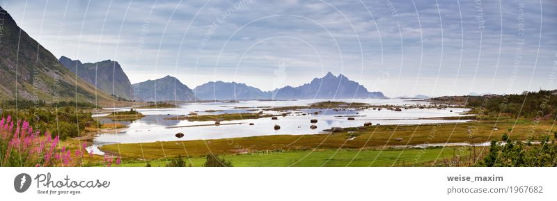Norwegen Landschaft bewölkt Sommerpanorama Ferien & Urlaub & Reisen Tourismus Ausflug Ferne Strand Meer Insel Berge u. Gebirge Natur Himmel Wolken Unwetter