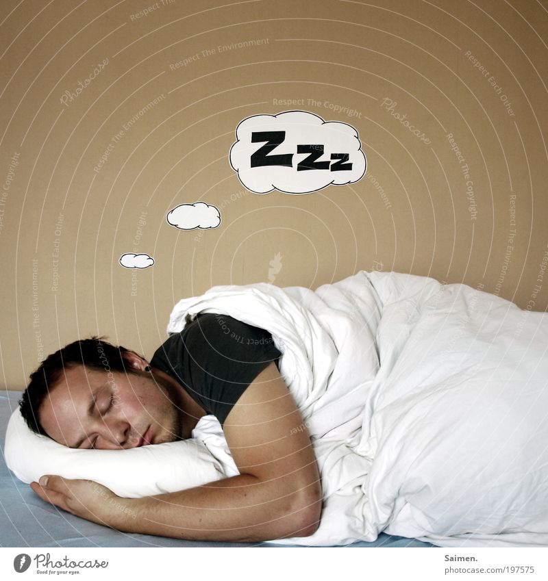 mittagsschläfchen maskulin Mann Erwachsene Kopf T-Shirt genießen liegen schlafen träumen Gesundheit Glück Zufriedenheit Geborgenheit Sehnsucht Fernweh