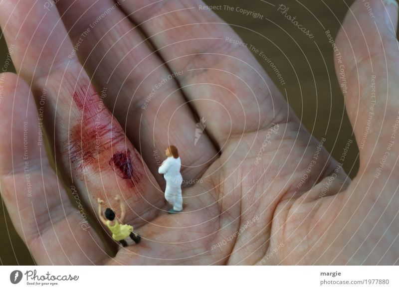 Miniwelten - Auutsch! Hand mit Verletzung Gesundheit Gesundheitswesen Behandlung Krankenpflege Krankheit Arzt Krankenhaus Mensch maskulin feminin Frau