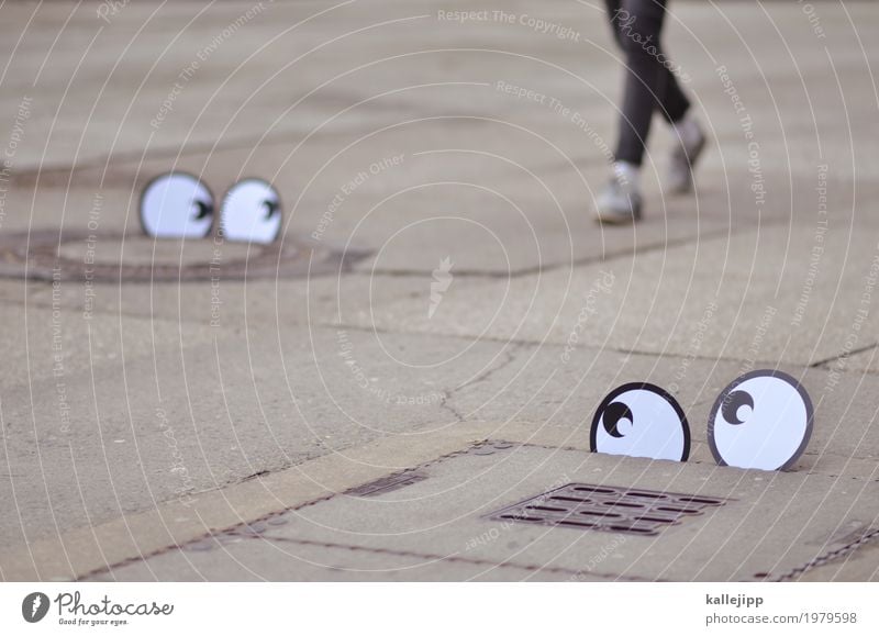 tracking Mensch Auge Beine Fuß 1 Hose Jeanshose Schuhe Turnschuh gehen augenpaar Comic Spaziergang Blick beobachten Überwachung kundenanalyse Studie