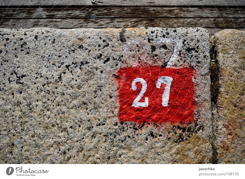 54:2 Stein Holz Ziffern & Zahlen Schilder & Markierungen alt authentisch neu rot 27 Hausnummer Stellplatz Parkplatznummer Jahrestag Jahreszahl Farben und Lacke