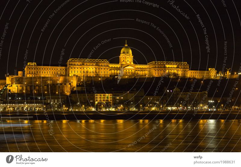 Burgpalast Ungarn Budapest bei Nacht Tourismus Stadt Burg oder Schloss Architektur historisch burgberg burgviertel Beleuchtung schloss ungarn Großstadt Donau