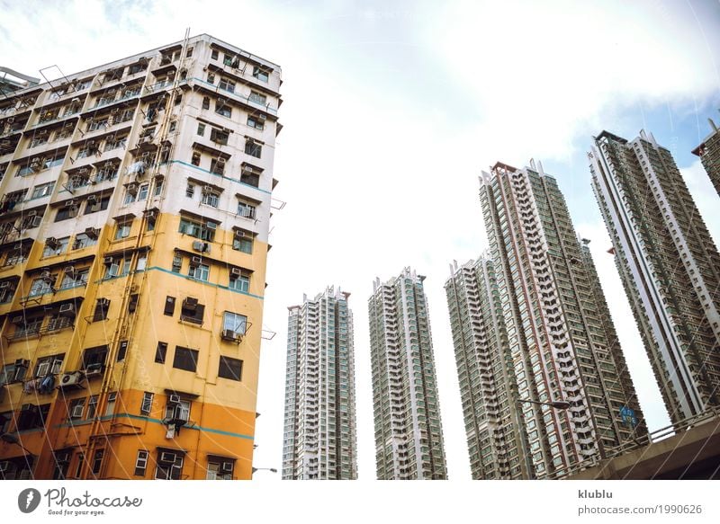 Große Flachkastengebäude in Hong Kong, China Leben Ferien & Urlaub & Reisen Tourismus Ausflug Wohnung Haus Kultur Landschaft Gebäude Architektur Fassade Straße