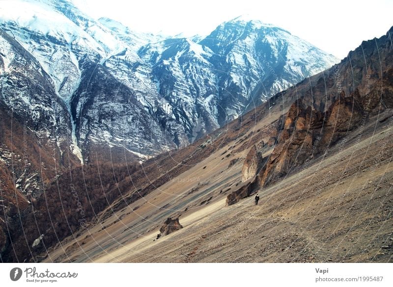 Ansicht von Himalaja-Bergen Ferien & Urlaub & Reisen Tourismus Ausflug Abenteuer Winter Schnee Berge u. Gebirge wandern Klettern Bergsteigen Mensch Mann