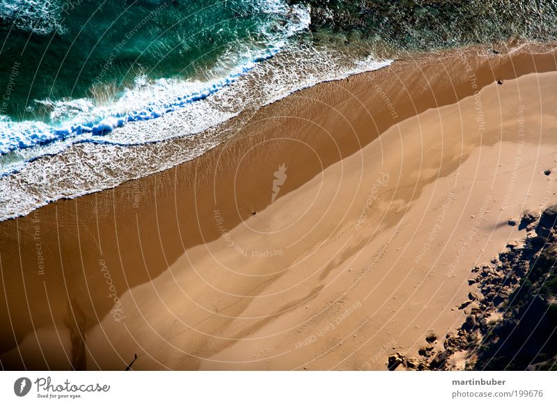 küstenlinie ruhig Ferien & Urlaub & Reisen Strand Natur Sand Wasser Schönes Wetter Wellen Küste Meer schön gelb grün Romantik Zufriedenheit Erholung Idylle