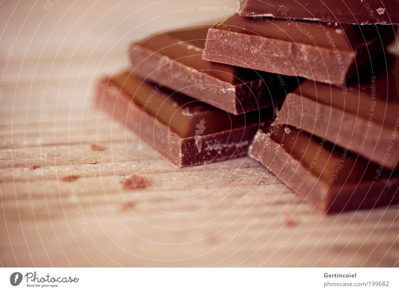 Chocolat Lebensmittel Süßwaren Schokolade lecker süß schokobraun Schokoladenbruch Ernährung Vollmilchschokolade Tafelschokolade Foodfotografie