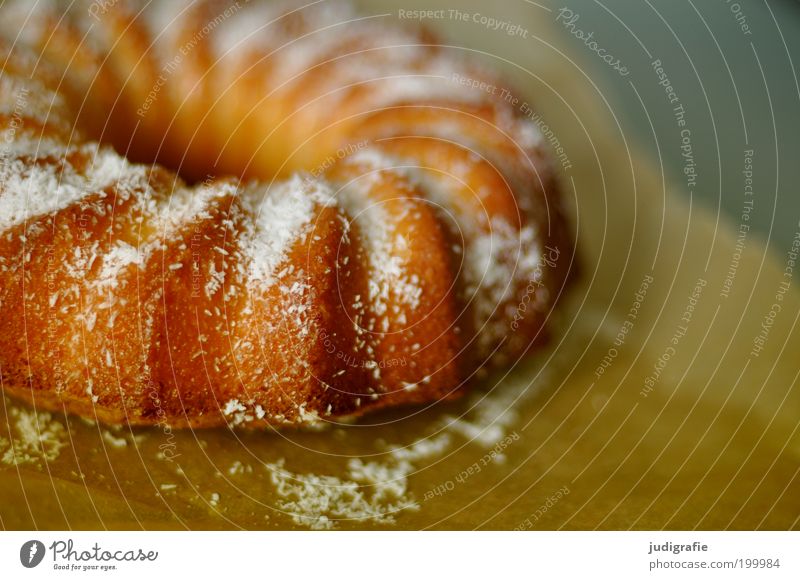 Kuchen Lebensmittel Ernährung Kaffeetrinken Küche Feste & Feiern Muttertag lecker rund süß Rührkuchen Gugelhupf Kokosflocken Kranz Backwaren Backpapier Farbfoto