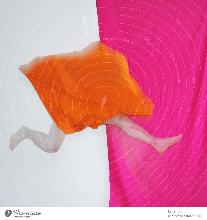 das orange Mensch maskulin Mann Erwachsene Leben Körper Beine Fuß 1 Kunst Kunstwerk Bühne Tanzen Tanzveranstaltung Tänzer Balletttänzer Zirkus Kultur Show Stoff