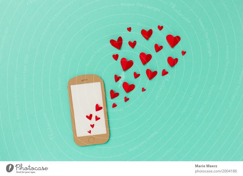 Handy Love | Liebesnachricht, digitale Kommunikation mit dem Handy Design Flirten Valentinstag Muttertag PDA Herz Kommunizieren schreiben sprechen