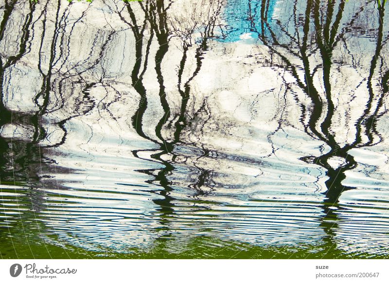 Illusion Ferien & Urlaub & Reisen Ausflug Freiheit Wellen Kunst Gemälde Wasser Himmel Wolken Baum Teich See Linie Flüssigkeit kalt blau Kanal Hintergrundbild