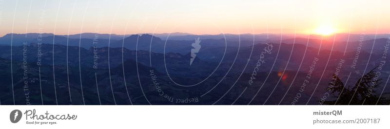Blick von San Marino. Kunst ästhetisch Panorama (Bildformat) Panorama (Aussicht) Panoramakamera Italien Horizont Sonnenuntergang Idylle Weitwinkel Ferne