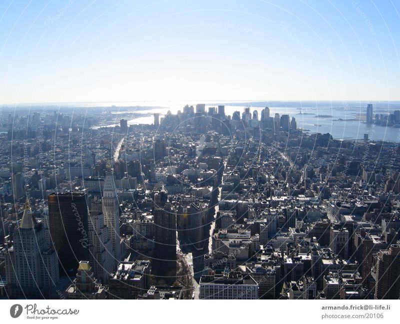 Skyline New York New York City Vogelperspektive Empire State Building Nordamerika Blauer Himmel wolklos Aussicht