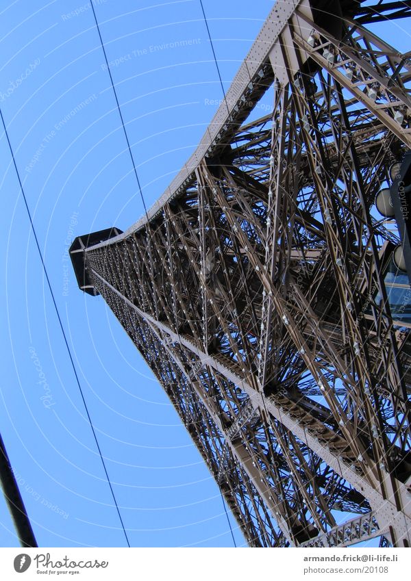 Eifelturm Aussicht Paris Tour d'Eiffel Europa Blauer Himmel Metall Architektur
