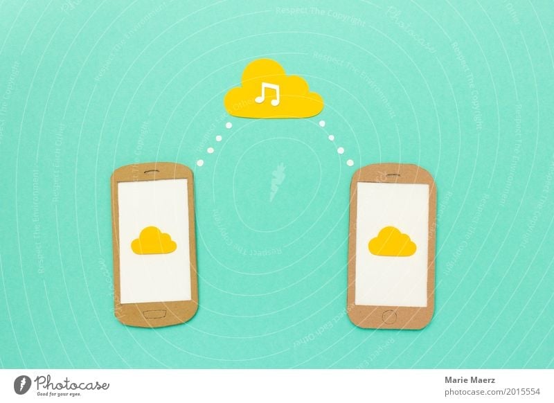 Cloud Communication Stil Freude Entertainment Musik Handy PDA Informationstechnologie Internet Kommunizieren Musik hören modern Geschwindigkeit Coolness