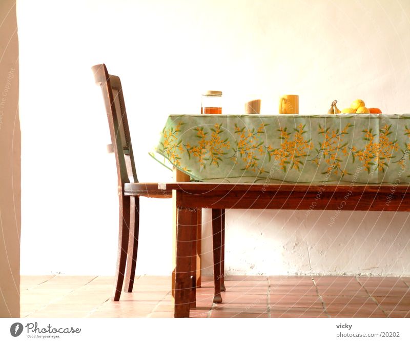 Honig, Zucker und Kaffee Kaffeetasse Tisch Esszimmer Landhaus Landleben Küche Stuhl Ernährung Küchentisch Frucht