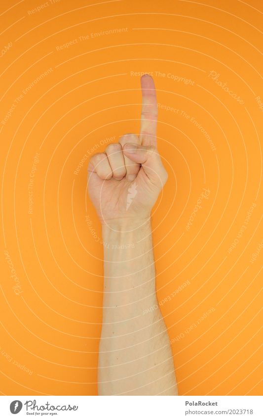 #AS# Uno Kunst ästhetisch Einsamkeit 1 einstellen Finger Hand Zeichen zeigen orange freiwillig melden Schulunterricht Farbe Farbfoto mehrfarbig Innenaufnahme