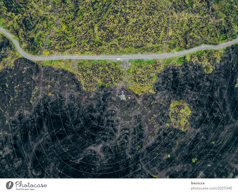 Vulkan Asche Luftaufnahme Vogelperspektive Drohne schwarz Erde Lava Wege & Pfade Asien Natur Landschaft Menschenleer Unbewohnt Indonesien Hintergrundbild Straße