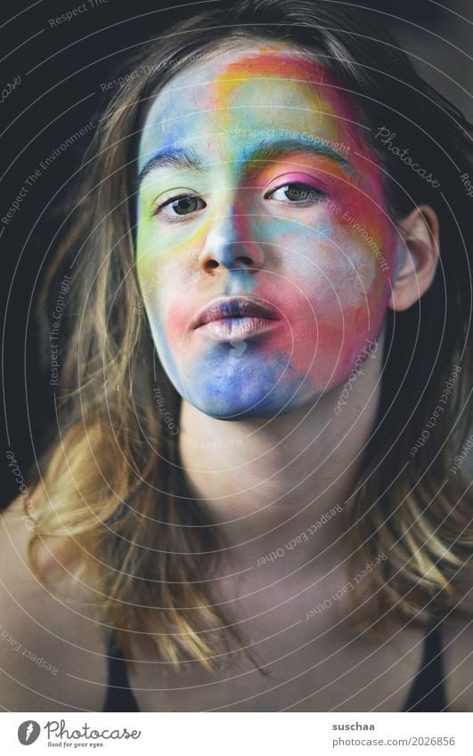 kunst im gesicht Haare & Frisuren Gesicht Schminke Kind Mädchen Junge Frau Jugendliche Auge Nase Mund Ohr 13-18 Jahre Kunst Farbe mehrfarbig Körpermalerei