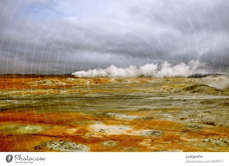Island Umwelt Natur Landschaft Himmel Wolken Klima Wind Vulkan außergewöhnlich bedrohlich heiß natürlich Stimmung Vulkanologie Gas Schwefel Hölle Farbfoto