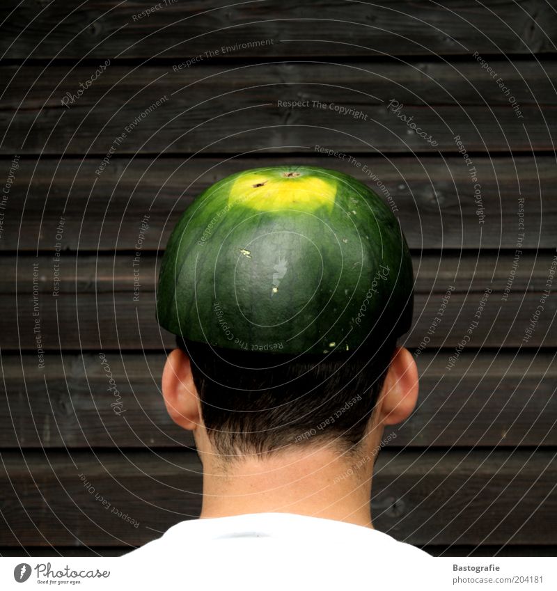 Melonenkopf 1 Mensch Blühend Wassermelone Helm Haare & Frisuren Frucht Ohr Segelohr hinten Nacken Sicherheit Kopfbedeckung Mütze Hals Vitamin vitaminreich reif