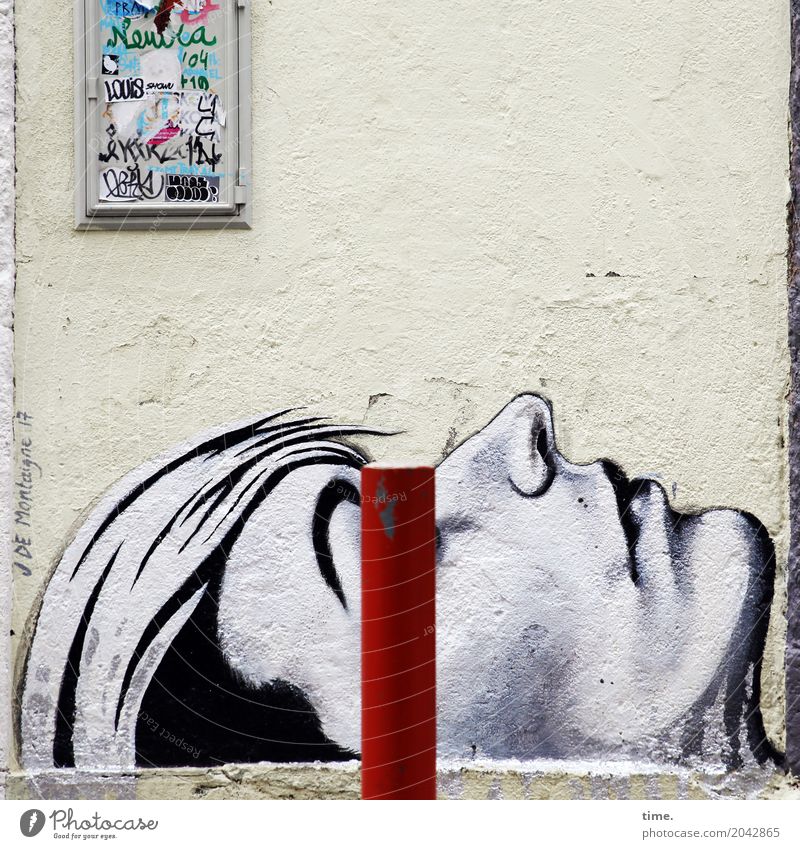 Wegschausperre Kunst Gemälde Lissabon Mauer Wand Wege & Pfade Verkehrszeichen Verkehrsschild Graffiti ästhetisch außergewöhnlich lustig rebellisch Design