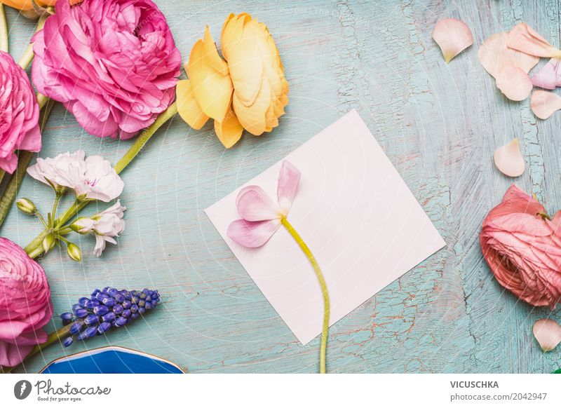 Schöne Blumen, die mit leerer Grußkarte Stil Design Feste & Feiern Valentinstag Muttertag Hochzeit Geburtstag Pflanze Blatt Blüte Dekoration & Verzierung