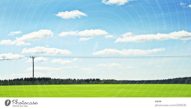 Umwelten schön Ferien & Urlaub & Reisen Wirtschaft Energiewirtschaft Natur Landschaft Luft Himmel Wolken Schönes Wetter Wiese Feld blau grün unterwegs Strommast